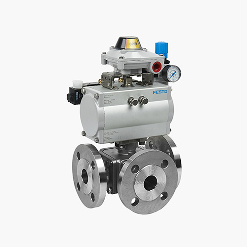 Three Way Flange Ball Valve With Pneumatic Automatic